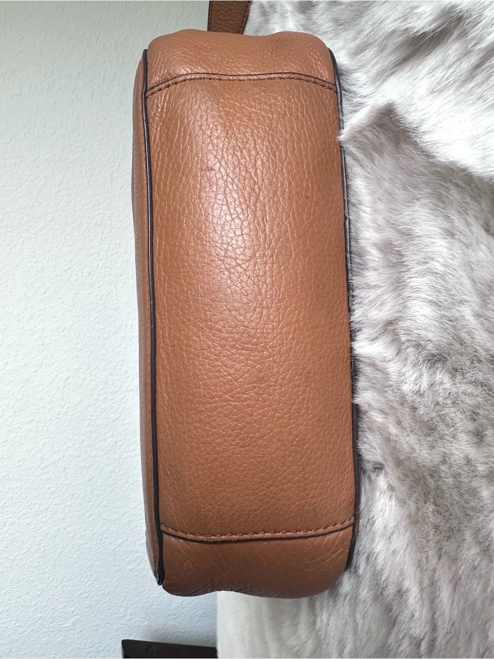 Tory Burch Frances Saddle Bag pebbled leather brown tassel